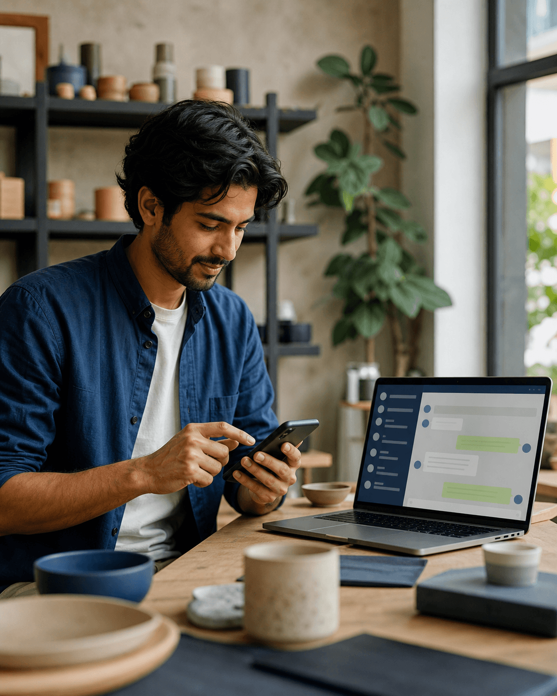 WhatsApp automation shown in a real business workspace